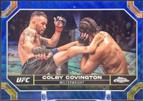 Colby Covington 2024 Topps Chrome UFC Base #48 Blue Wave Refractor