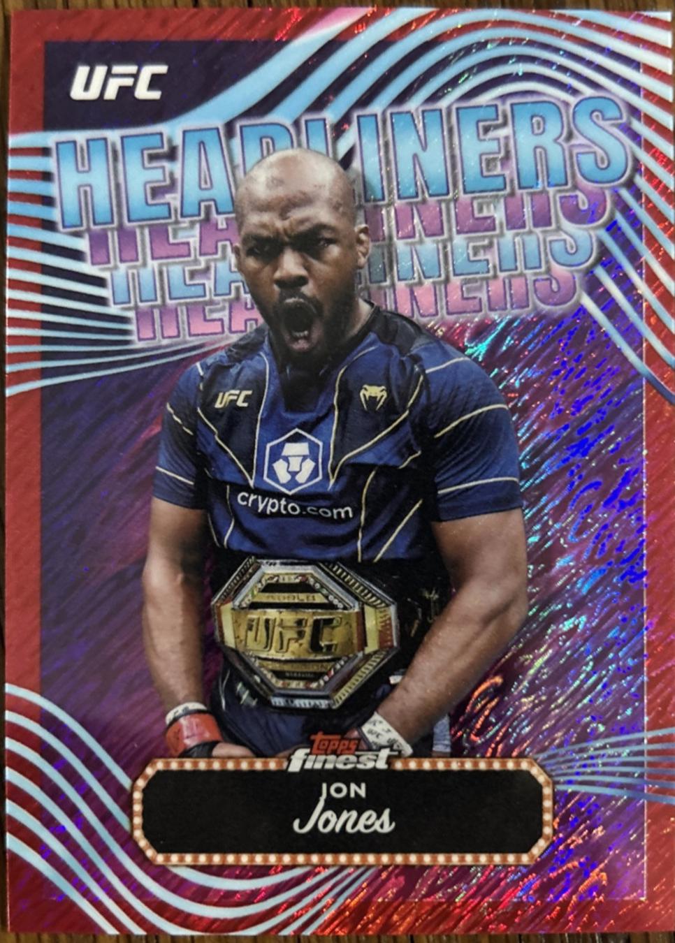 Jon Jones 2024 Topps Finest UFC Headliners #HDL-18 Red Shimmer Refractor