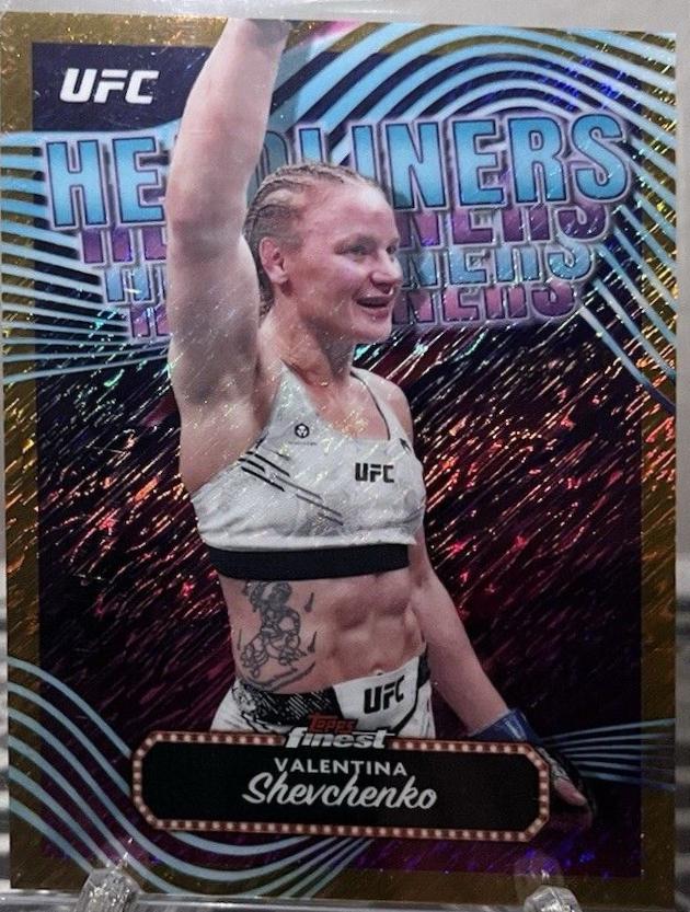 Valentina Shevchenko 2024 Topps Finest UFC Headliners #HDL-14 Gold Shimmer Refractor