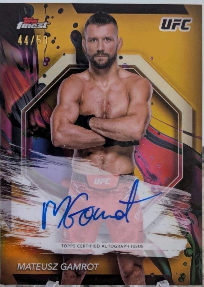 Mateusz Gamrot 2024 Topps Finest UFC Finest Autographs #FA-MZG Gold Refractor