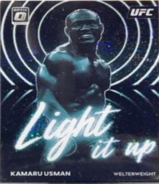 Kamaru Usman 2023 Panini Donruss Optic UFC Light It Up #12 White Sparkle