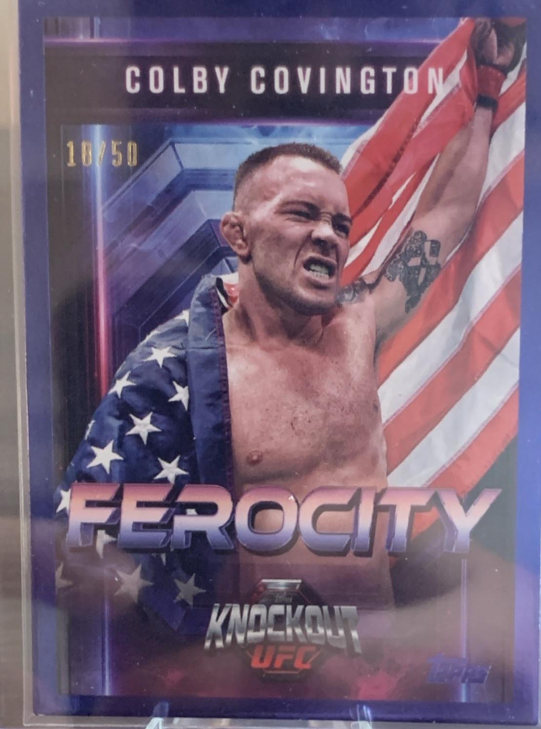 Colby Covington 2025 Topps Knockout UFC Ferocity #FE-28 Blue