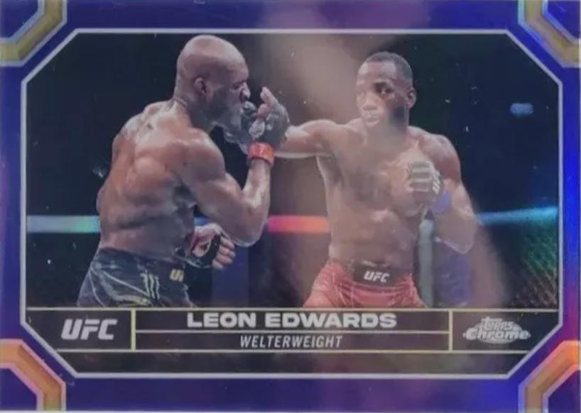 Leon Edwards 2024 Topps Chrome UFC Base #115 Purple Refractor