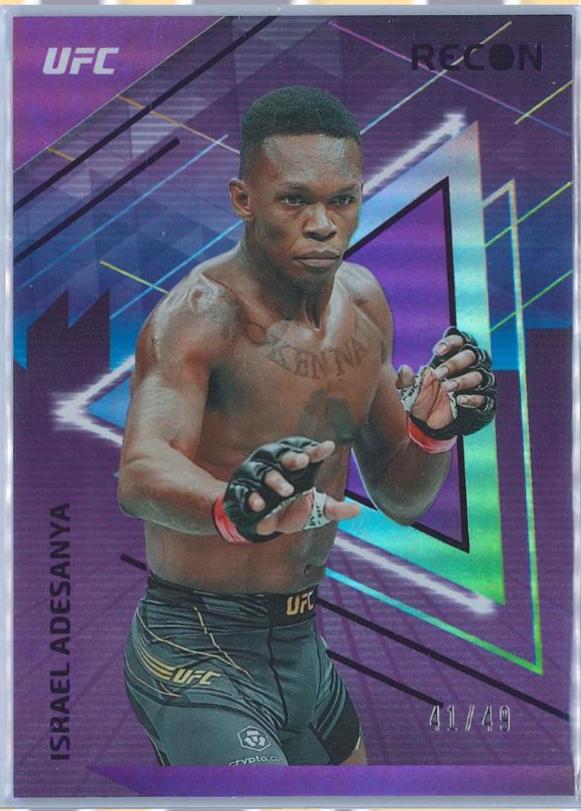 Israel Adesanya 2022 Panini Chronicles UFC Base Recon #235 Purple