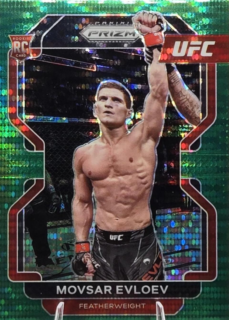 Movsar Evloev 2022 Panini Prizm UFC Base #130 Green Pulsar