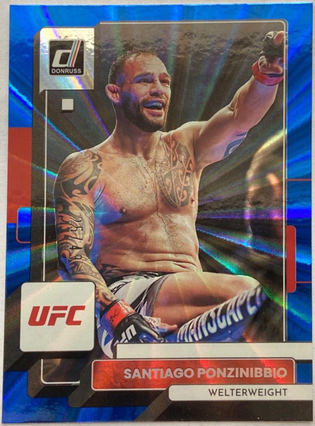 Santiago Ponzinibbio 2023 Panini Donruss UFC Base #39 Blue Laser