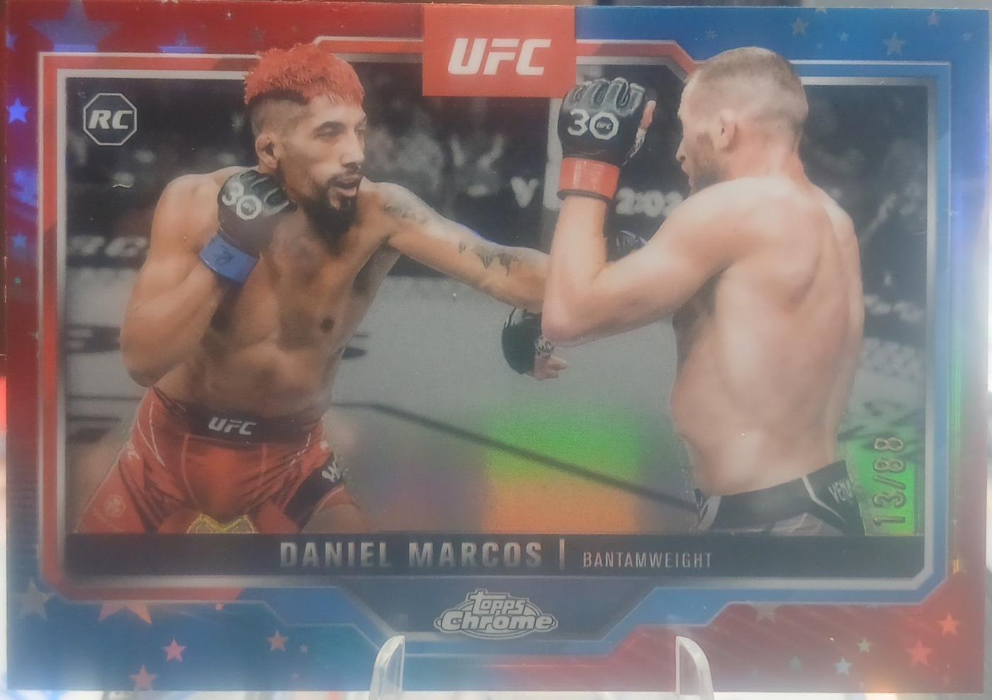 Daniel Marcos 2025 Topps Chrome UFC Base #113 Red White Blue Refractor