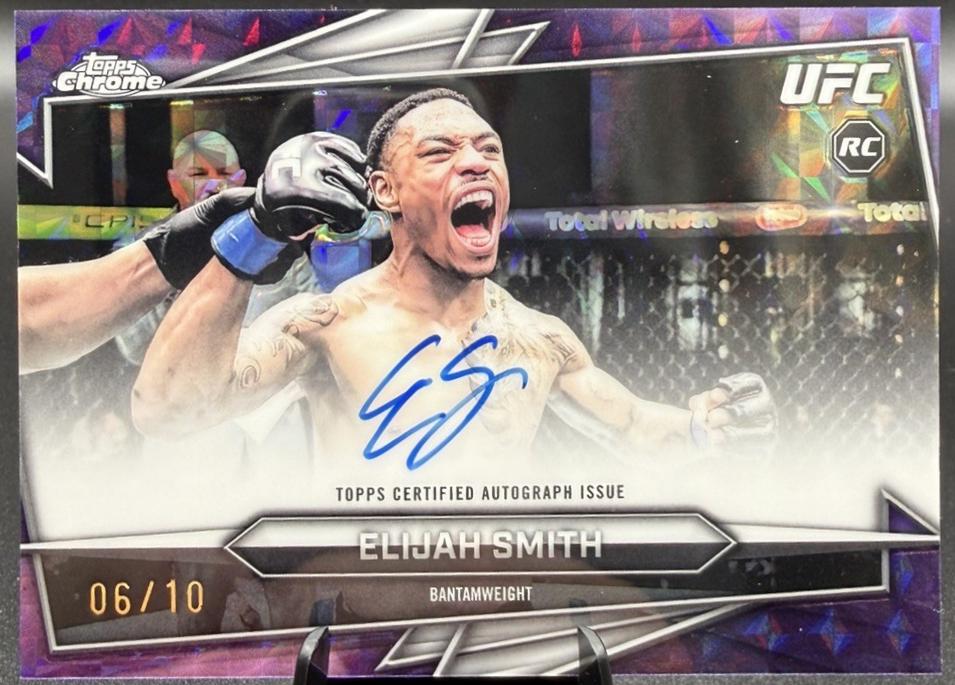 Elijah Smith 2026 Topps Chrome UFC Base Autographs #BAV-ES Purple Geometric Refractor