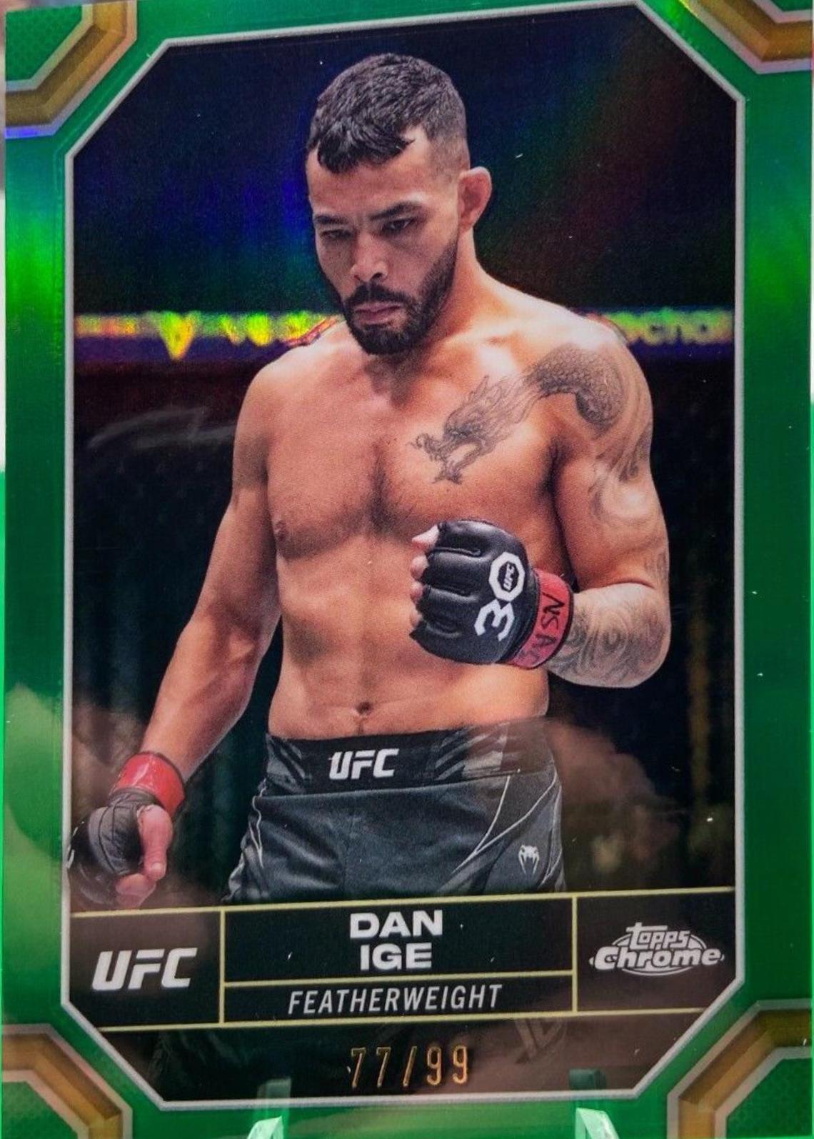 Dan Ige 2024 Topps Chrome UFC Base #55 Green Refractor