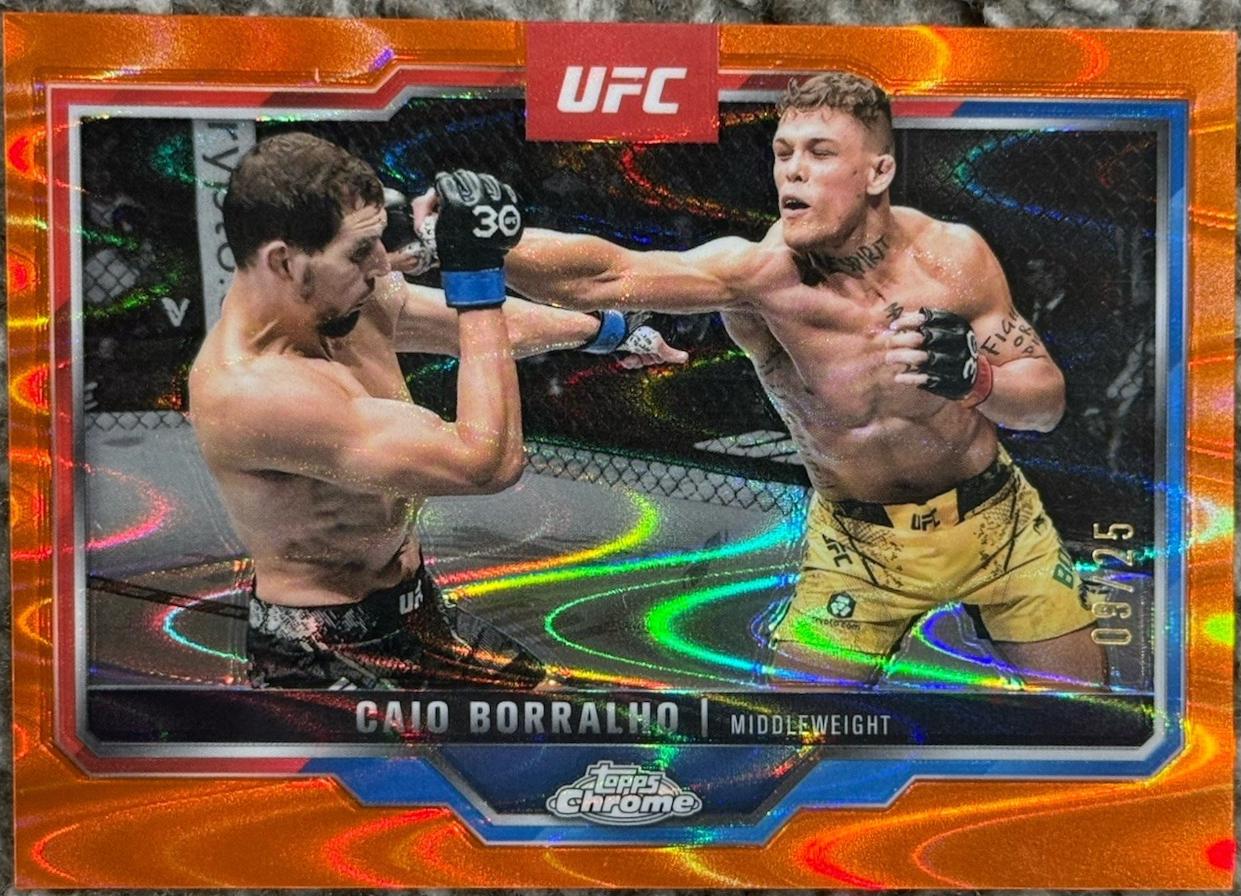 Caio Borralho 2025 Topps Chrome Sapphire UFC Base Sapphire #49 Orange Sapphire