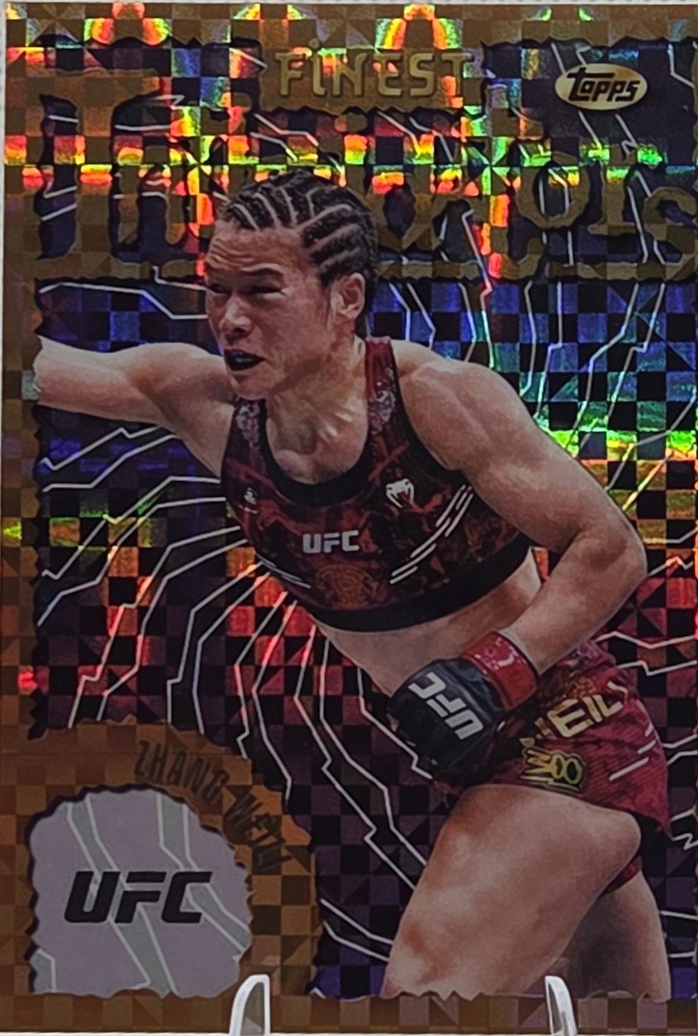 Zhang Weili 2024 Topps Finest UFC Intimidators #INT-27 Checkerboard Refractor