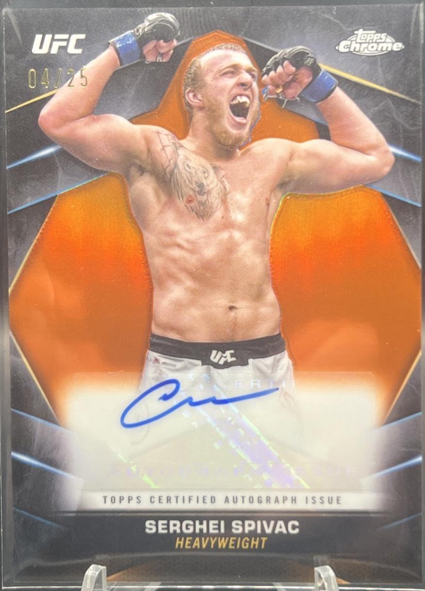 Serghei Spivac 2024 Topps Chrome UFC Chrome Veteran Autographs #CVA-SSP Orange Refractor