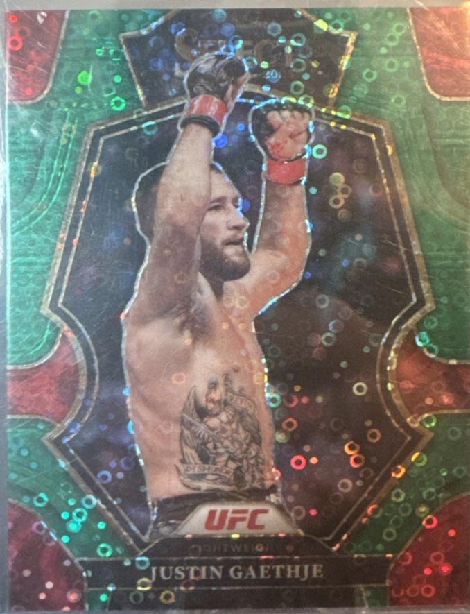 Justin Gaethje 2023 Panini Select UFC Premier Level #135 Green Disco