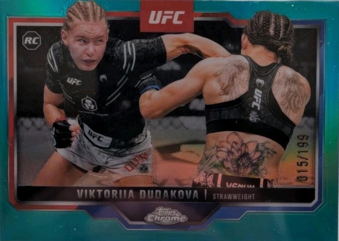 Viktoriia Dudakova 2025 Topps Chrome UFC Base #4 Aqua Refractor