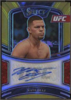 Nate Diaz 2021 Panini Select UFC Signatures #36 Gold Prizms