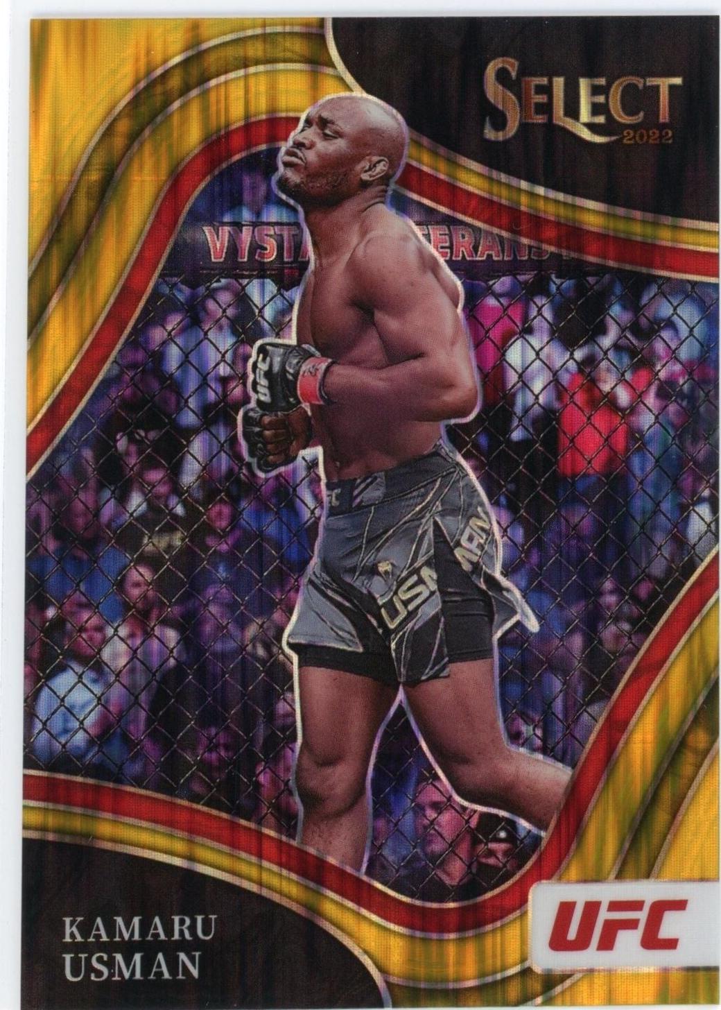 Kamaru Usman 2022 Panini Select UFC Octagonside #209 Gold Flash