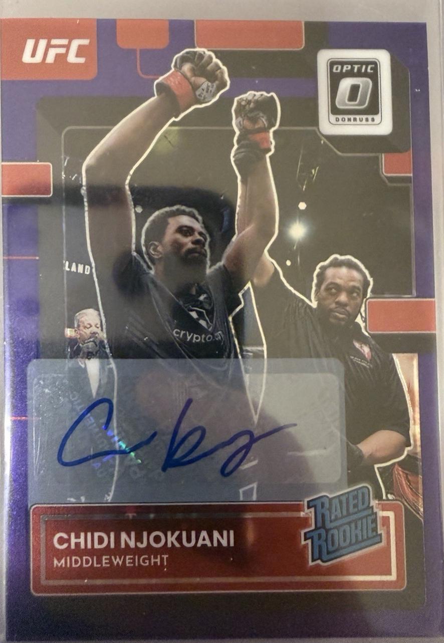 Chidi Njokuani 2023 Panini Donruss Optic UFC Base Rated Rookies Signatures #102 Purple Stars