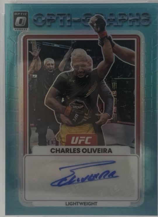 Charles Oliveira 2023 Panini Donruss Optic UFC Opti-Graphs #36 Teal Autograph