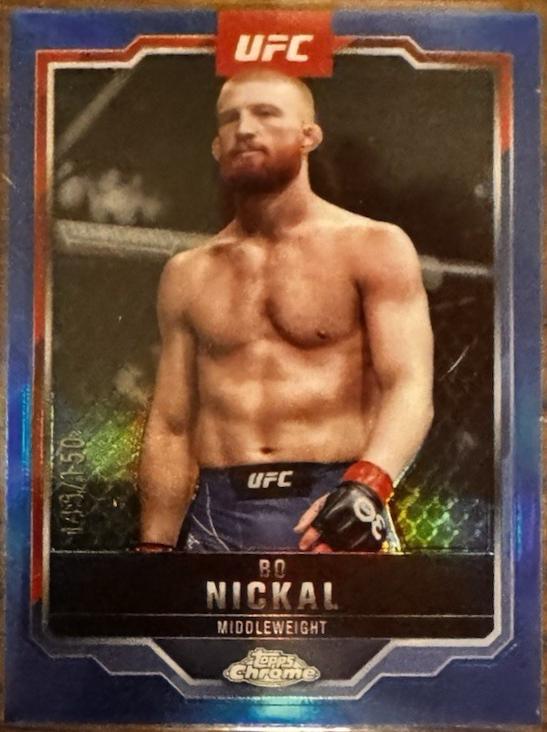 Bo Nickal 2025 Topps Chrome UFC Base #76 Blue Refractor