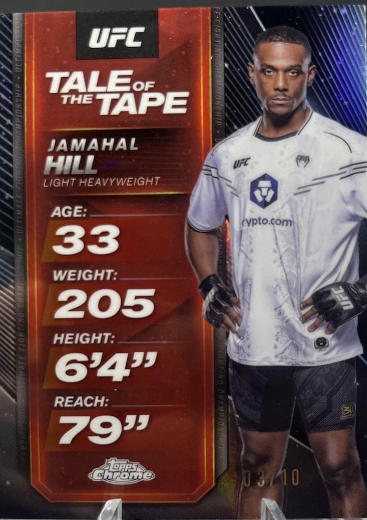 Jamahal Hill 2025 Topps Chrome UFC Tale of the Tape #TTT-2 Black Refractor