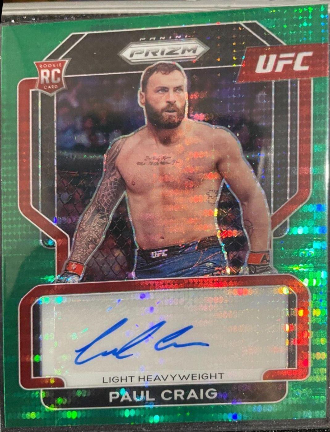 Paul Craig 2022 Panini Prizm UFC Signatures #SG-PCR Green Pulsar