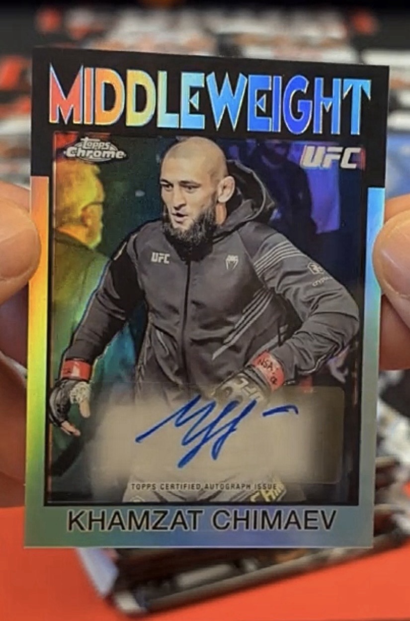 Khamzat Chimaev 2026 Topps Chrome UFC 1986 Topps Signatures #86S-KC Refractor
