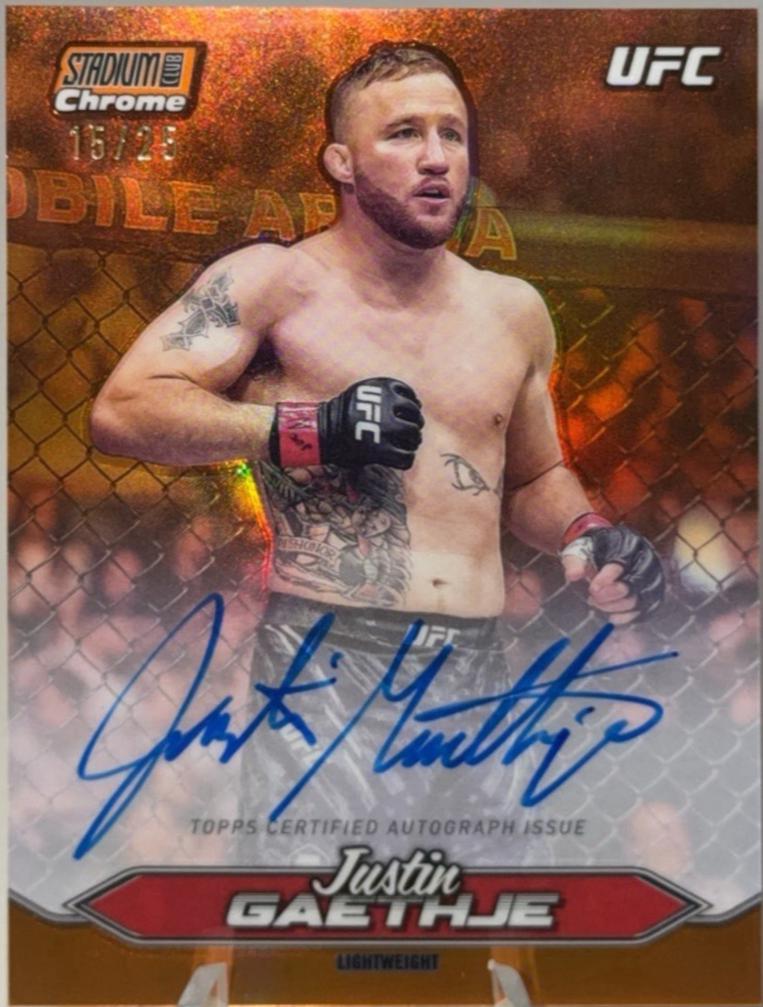 Justin Gaethje 2025 Topps Stadium Club UFC Chrome Autographs #CAS-JGE Red