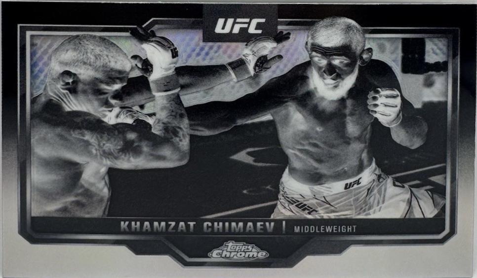 Khamzat Chimaev 2025 Topps Chrome UFC Base #102 Negative Refractor