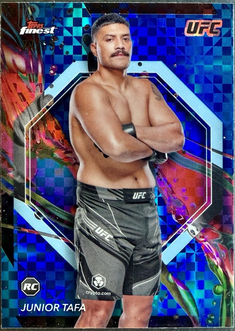 Junior Tafa 2024 Topps Finest UFC Base Common #51 Blue Checkerboard Refractor