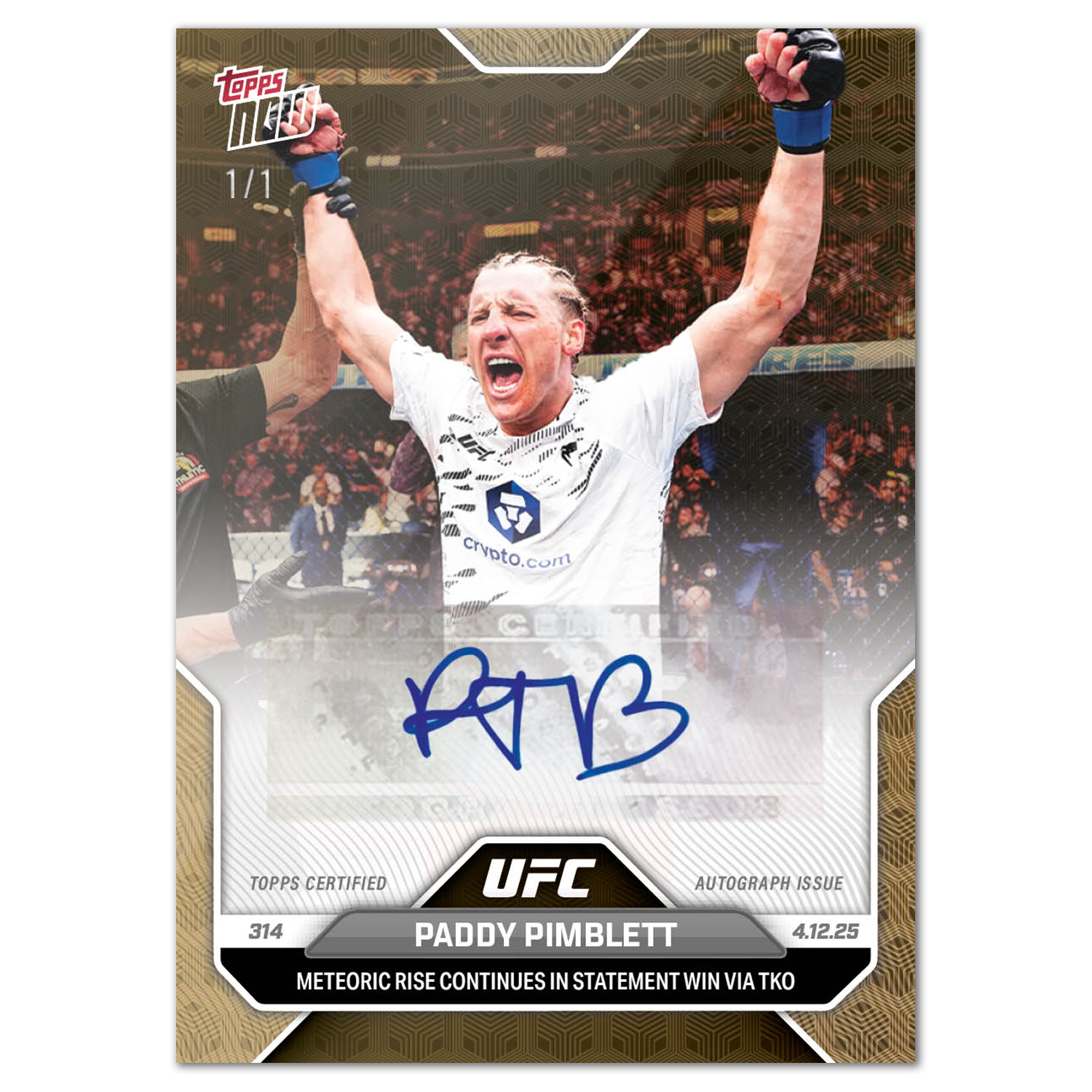 Paddy Pimblett Topps Now UFC Autographs #11B Autograph Foilfractor