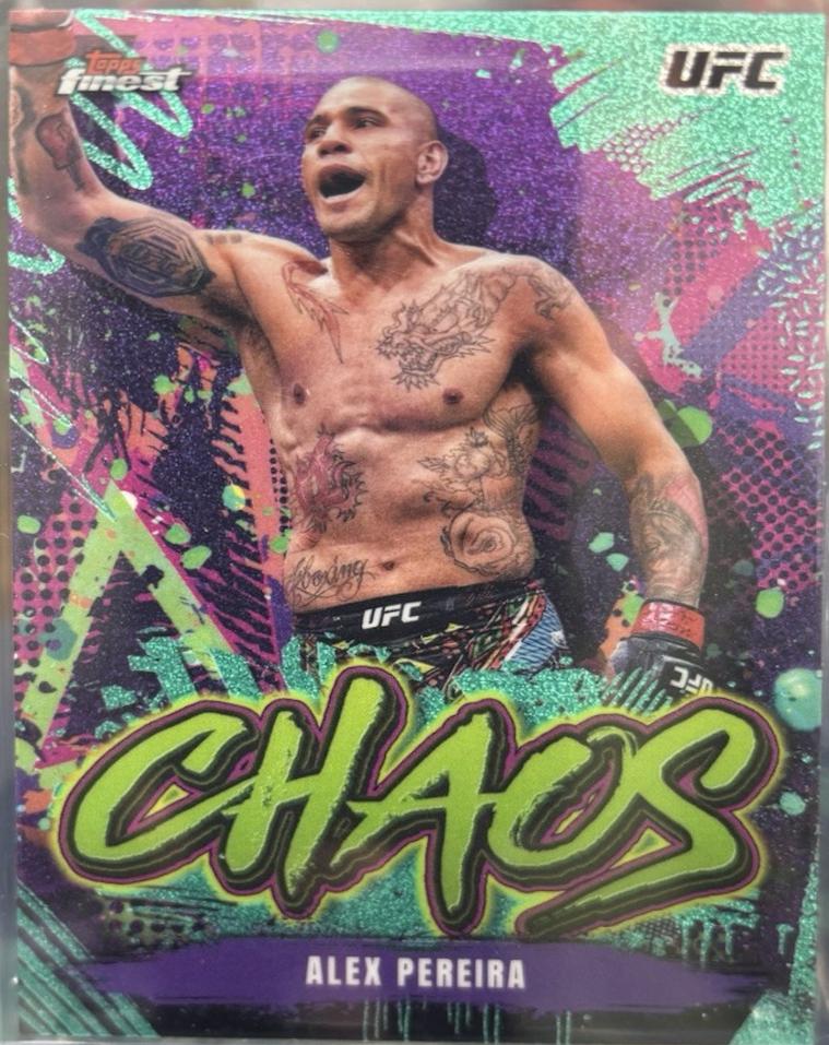 Alex Pereira 2024 Topps Finest UFC Chaos #CHA-24 Aqua Glitter Refractor