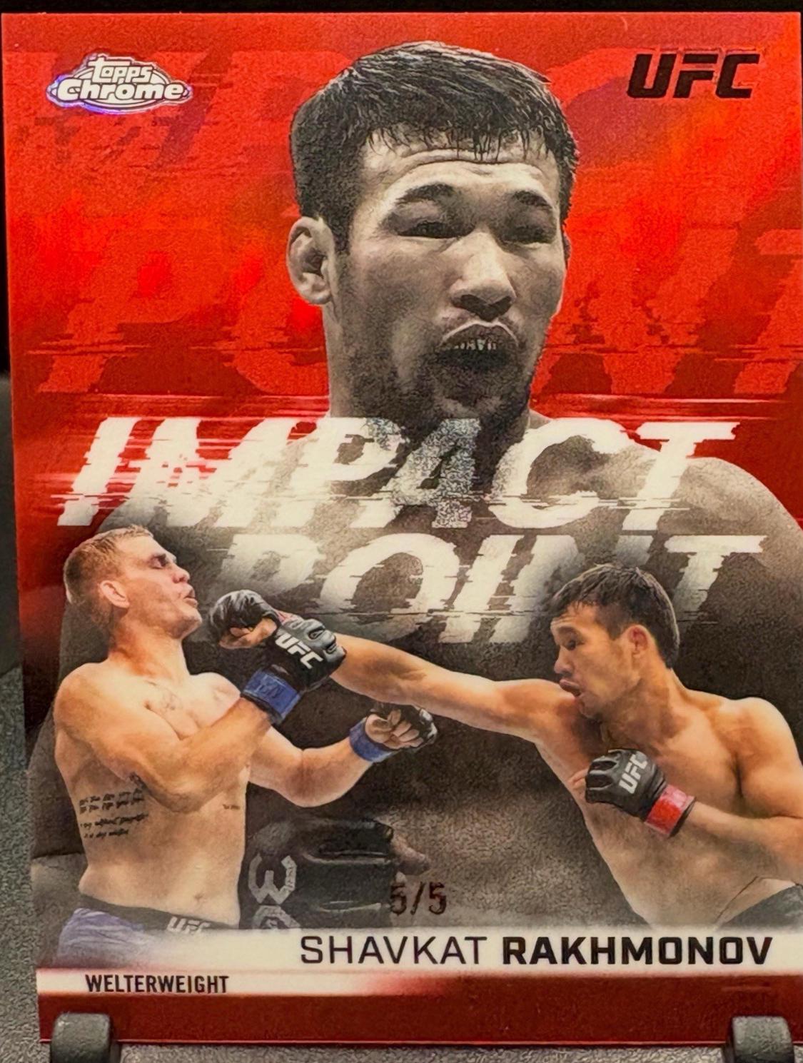 Shavkat Rakhmonov 2026 Topps Chrome UFC Impact Point #IP-3 Red Refractor