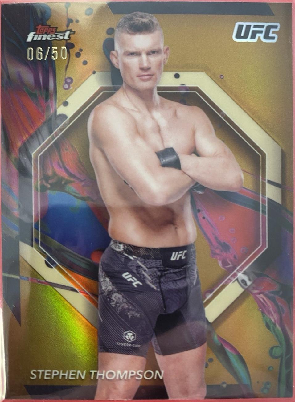 Stephen Thompson 2024 Topps Finest UFC Base Common #19 Gold Refractor