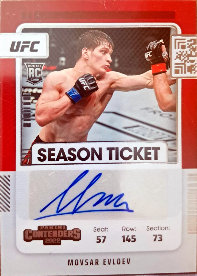Movsar Evloev 2022 Panini Chronicles UFC Contenders Rookie Season Ticket #1 Cracked Ice