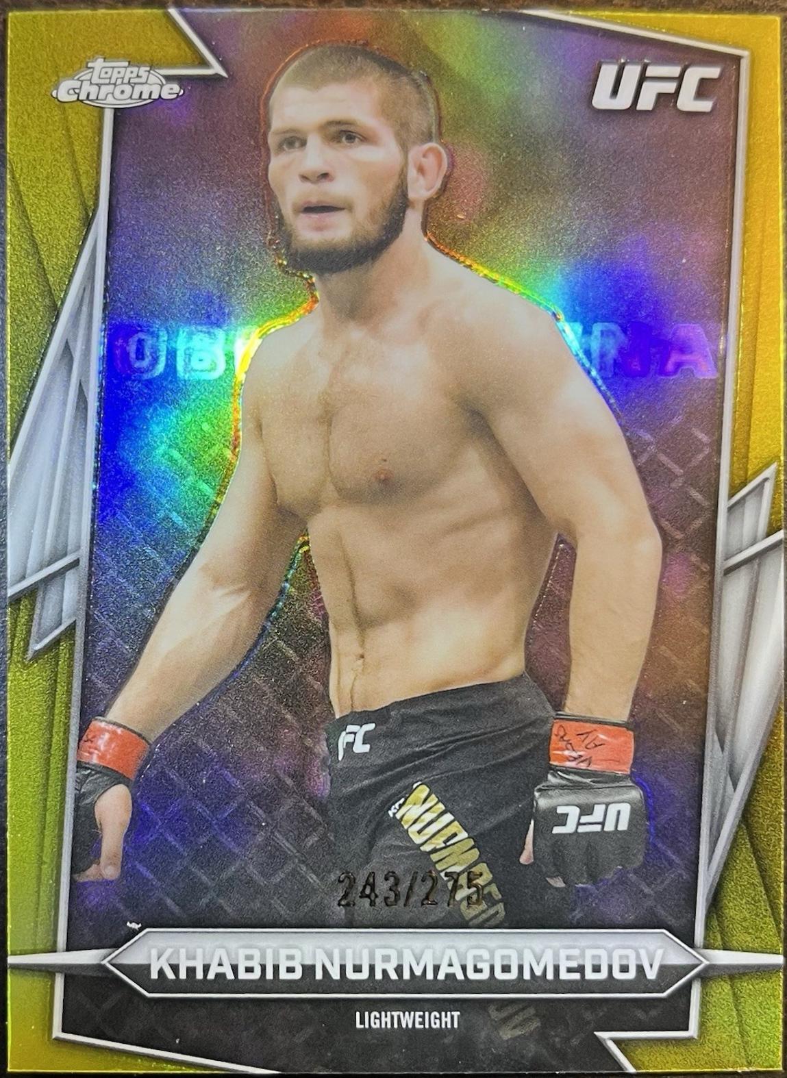 Khabib Nurmagomedov 2026 Topps Chrome UFC Base #140 Yellow Refractor