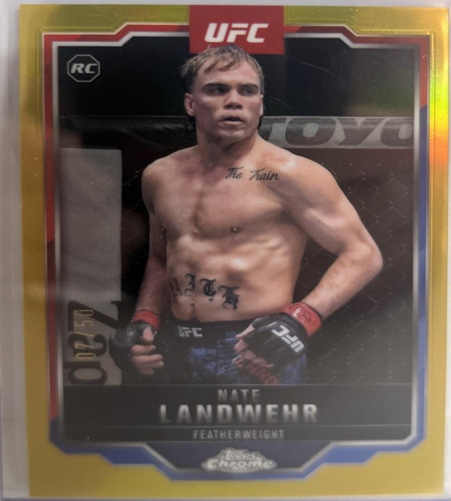 Nate Landwehr 2025 Topps Chrome UFC Base #85 Gold Refractor