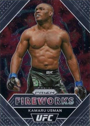 Kamaru Usman 2021 Panini Prizm UFC Fireworks #24 Black