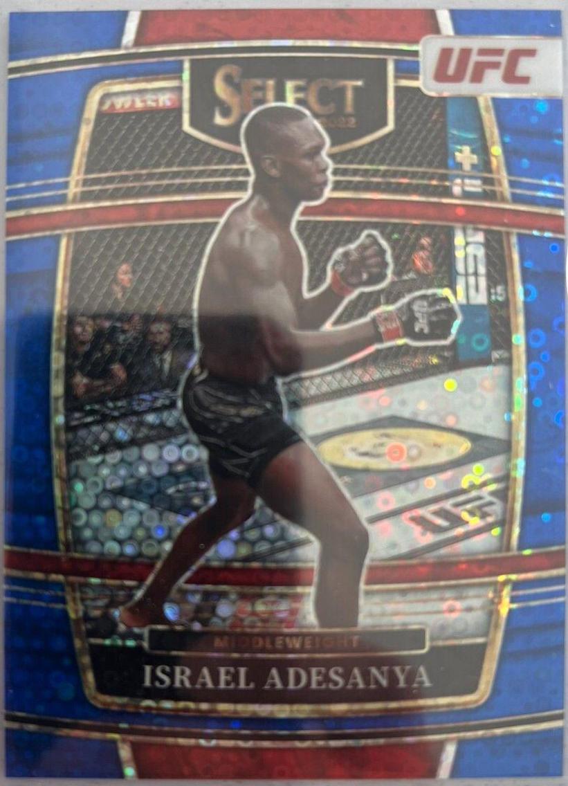 Israel Adesanya 2022 Panini Select UFC Octagonside #229 Blue Disco