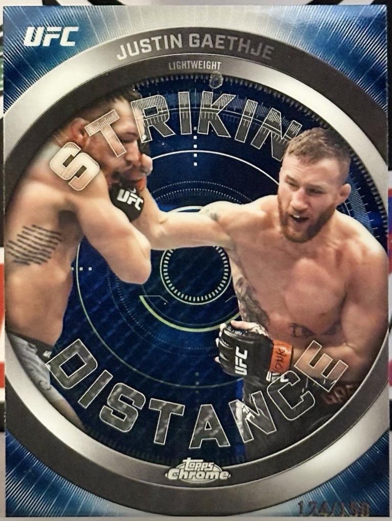 Justin Gaethje 2026 Topps Chrome UFC Striking Distance #SD-20 Geometric Refractor