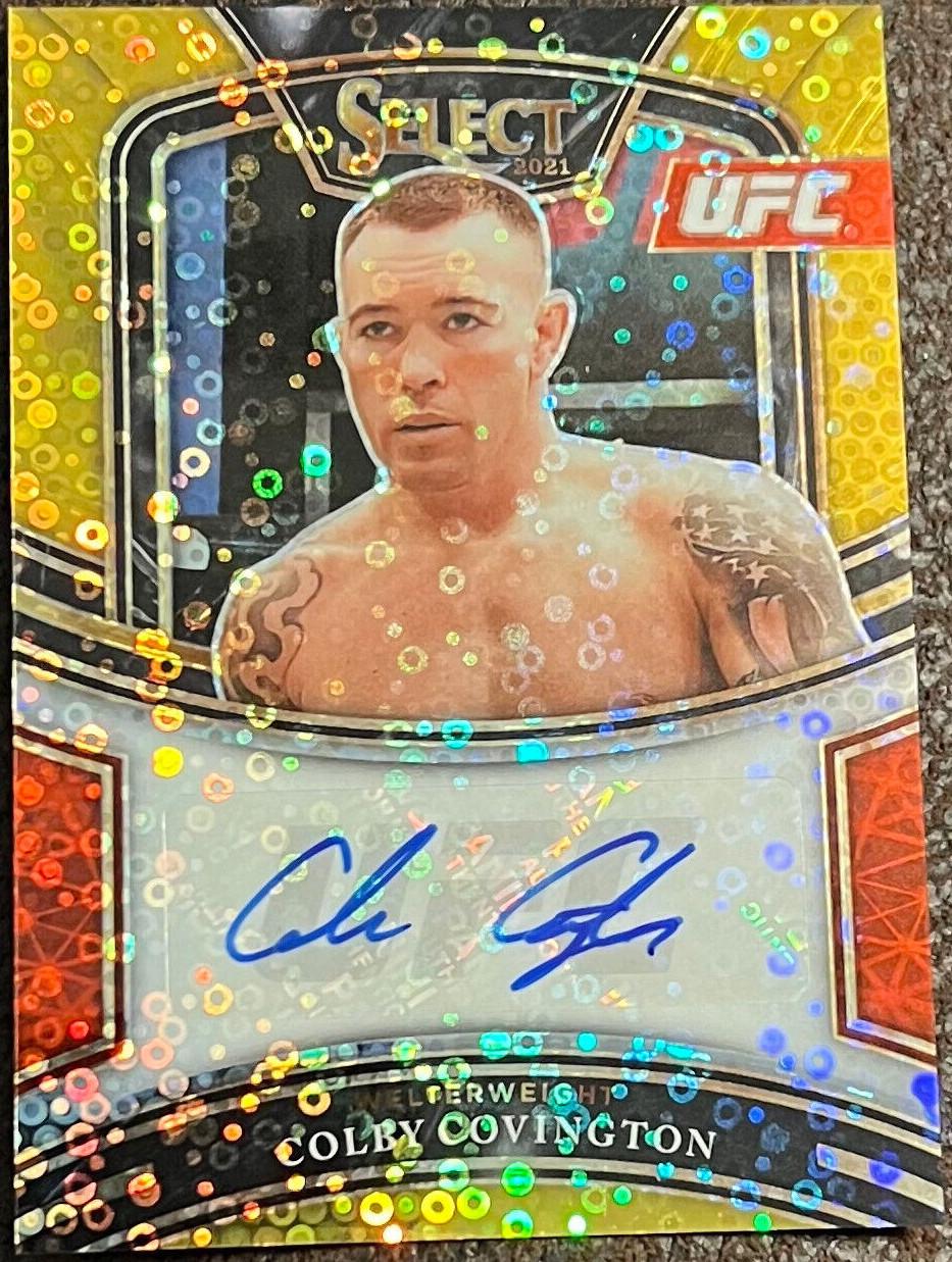 Colby Covington 2021 Panini Select UFC Signatures #2 Gold Disco Prizms