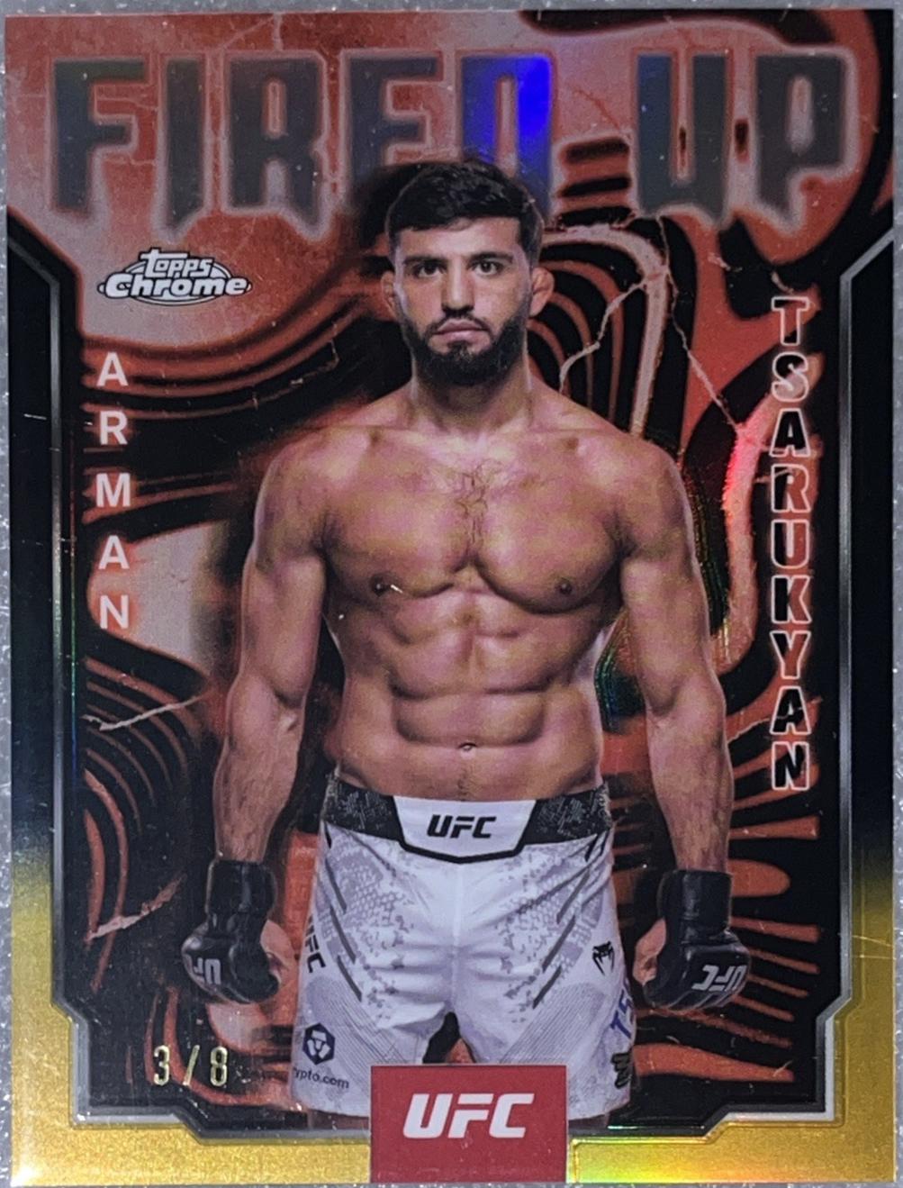 Arman Tsarukyan 2025 Topps Chrome UFC Fired Up #FUP-6 Black & Gold Refractor