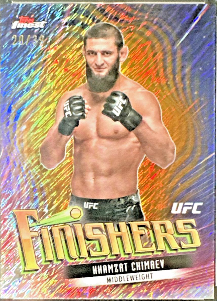 Khamzat Chimaev 2024 Topps Finest UFC Finishers #FIN-2 Gold Shimmer Refractor