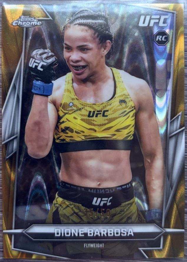 Dione Barbosa 2026 Topps Chrome UFC Base #33 Gold Ray Wave Refractor