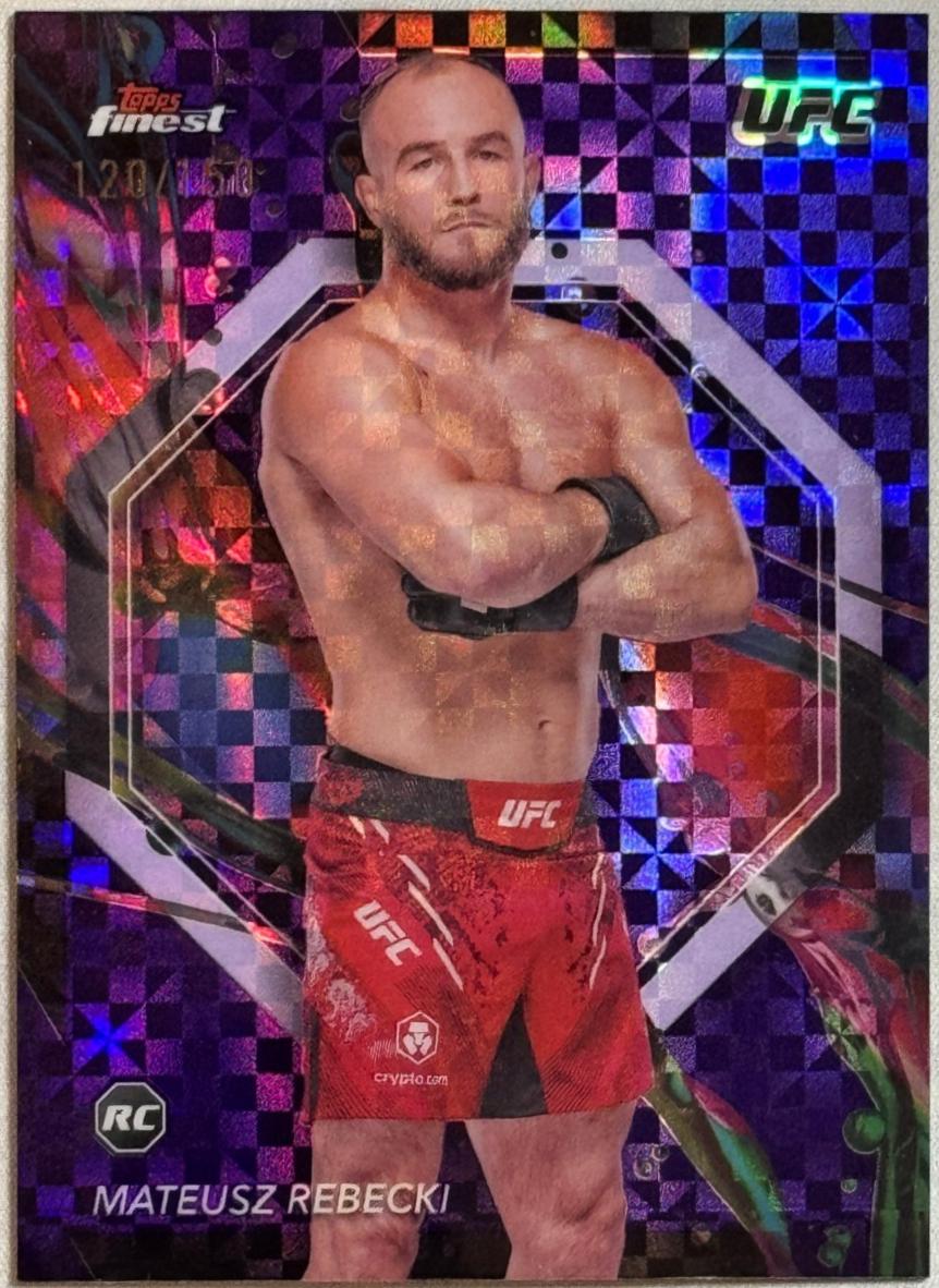 Mateusz Rębecki 2024 Topps Finest UFC Base Common #38 Purple Checkerboard Refractor