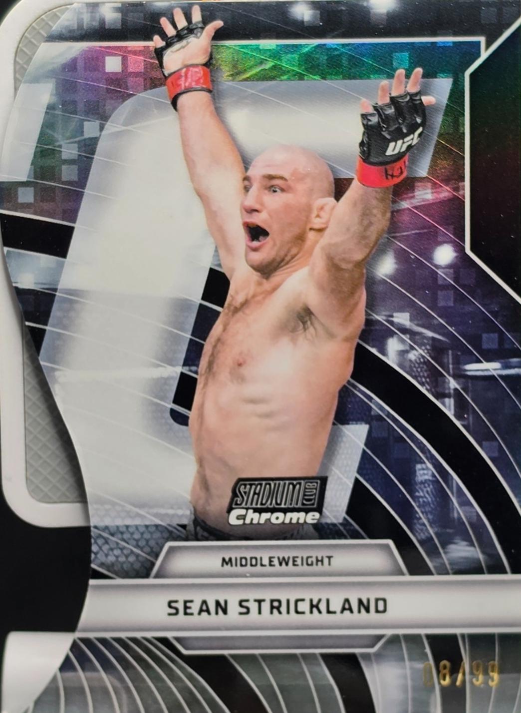 Sean Strickland 2026 Topps Stadium Club UFC Triumvirates #TV-45 Black Refractor