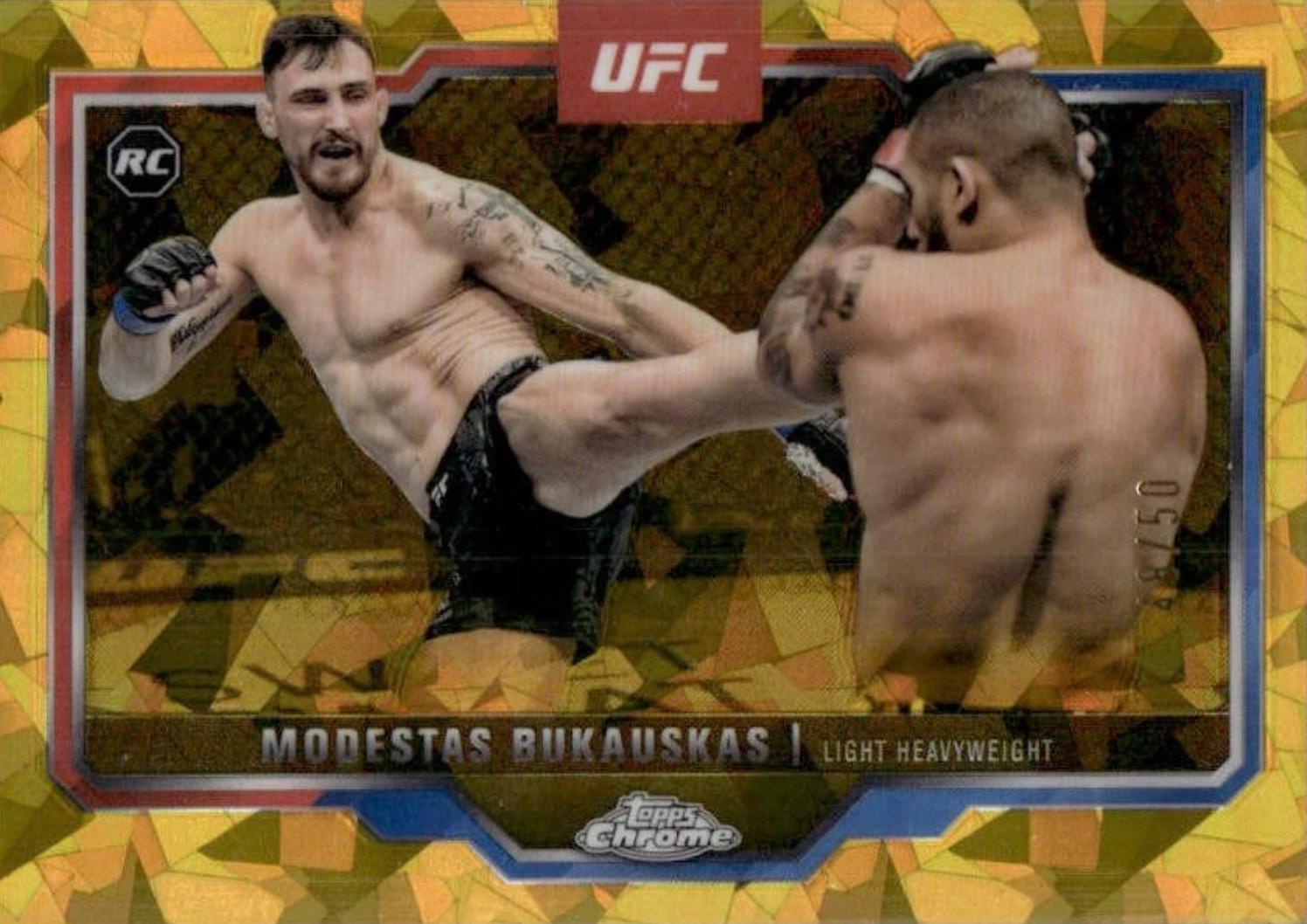 Modestas Bukauskas 2025 Topps Chrome Sapphire UFC Base Sapphire #8 Gold Sapphire