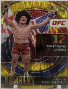 Merab Dvalishvili 2022 Panini Select UFC Select Numbers #8 Gold Flash