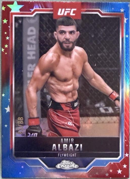 Amir Albazi 2025 Topps Chrome UFC Base #175 Red White Blue Refractor
