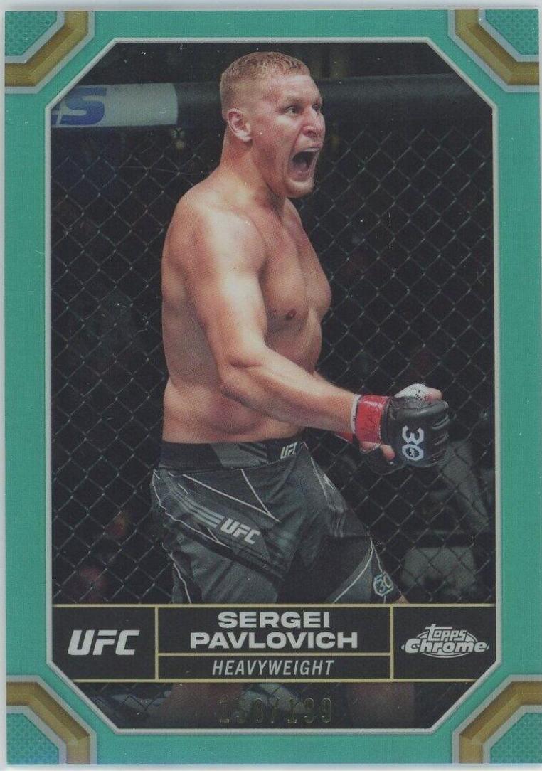 Sergei Pavlovich 2024 Topps Chrome UFC Base #175 Aqua Refractor