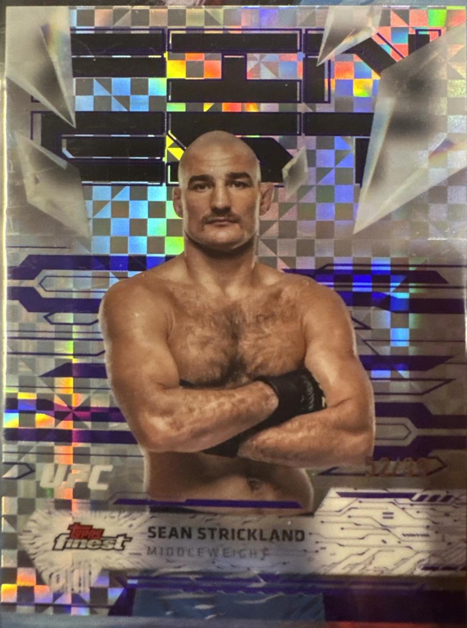 Sean Strickland 2025 Topps Finest UFC Base Uncommon #196 Purple Checkerboard Refractor
